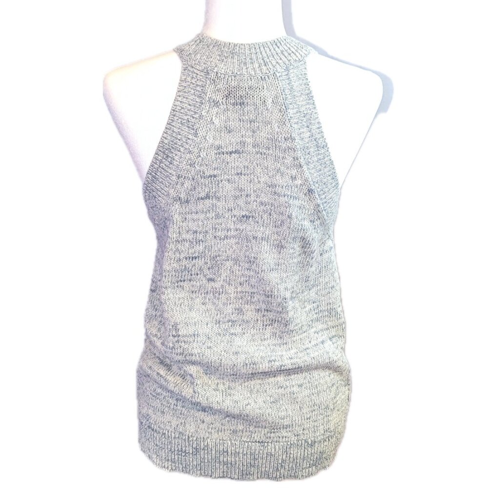 NWT LOFT |‎ Halter Sweater Tank Marled Light Blue Gray Knit Sleeveless | Small - Picture 3 of 11